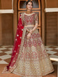 Load image into Gallery viewer, Red Elegant  Semi Stitched Lehenga With  Unstitched Blouse Clothsvilla