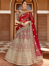 Load image into Gallery viewer, Red Elegant  Semi Stitched Lehenga With  Unstitched Blouse Clothsvilla