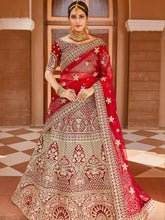 Load image into Gallery viewer, Red Elegant  Semi Stitched Lehenga With  Unstitched Blouse Clothsvilla