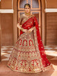 Load image into Gallery viewer, Red Elegant  Semi Stitched Lehenga With  Unstitched Blouse Clothsvilla