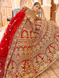Load image into Gallery viewer, Red Elegant  Semi Stitched Lehenga With  Unstitched Blouse Clothsvilla