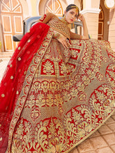 Load image into Gallery viewer, Red Elegant  Semi Stitched Lehenga With  Unstitched Blouse Clothsvilla