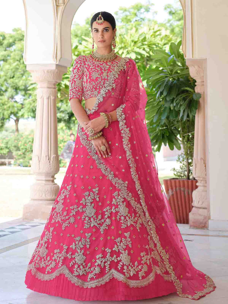 Pink Classy  Semi Stitched Lehenga With  Unstitched Blouse Clothsvilla