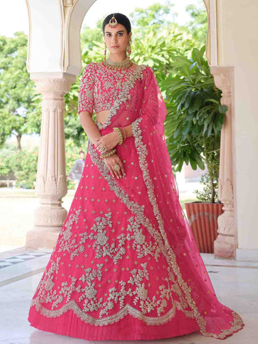 Pink Classy  Semi Stitched Lehenga With  Unstitched Blouse Clothsvilla