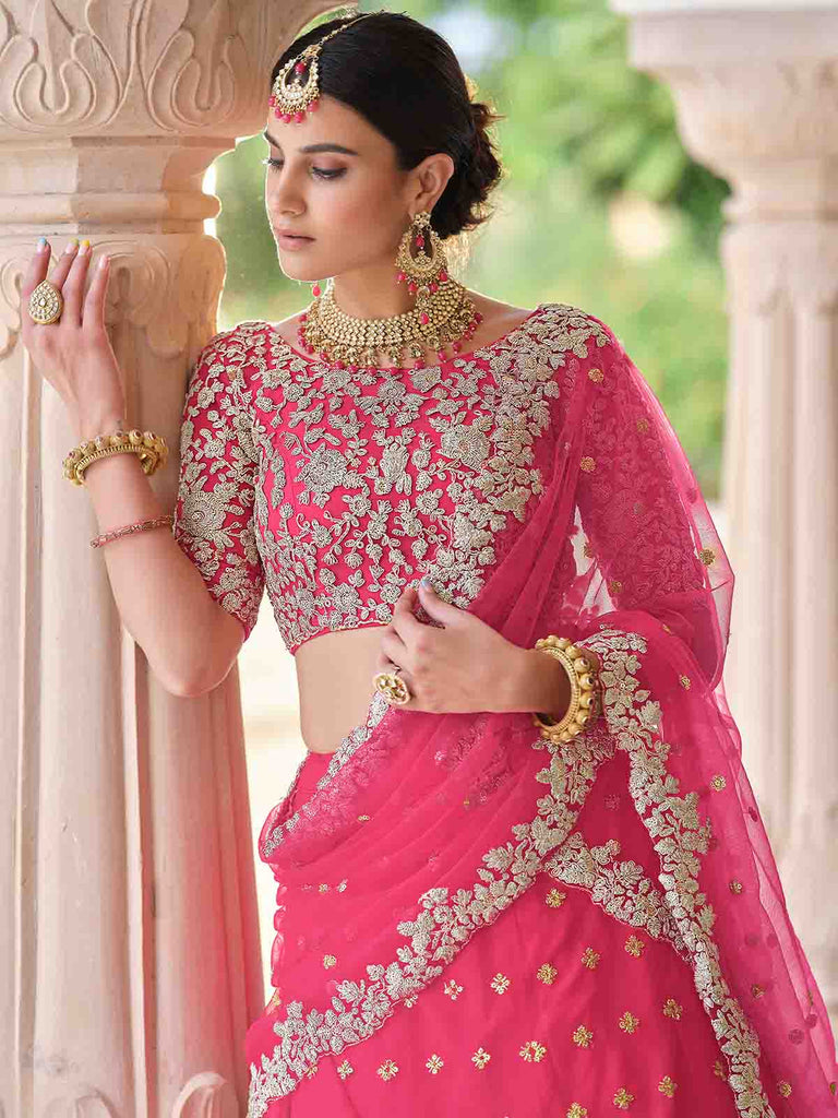 Pink Classy  Semi Stitched Lehenga With  Unstitched Blouse Clothsvilla