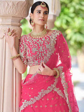 Load image into Gallery viewer, Pink Classy  Semi Stitched Lehenga With  Unstitched Blouse Clothsvilla