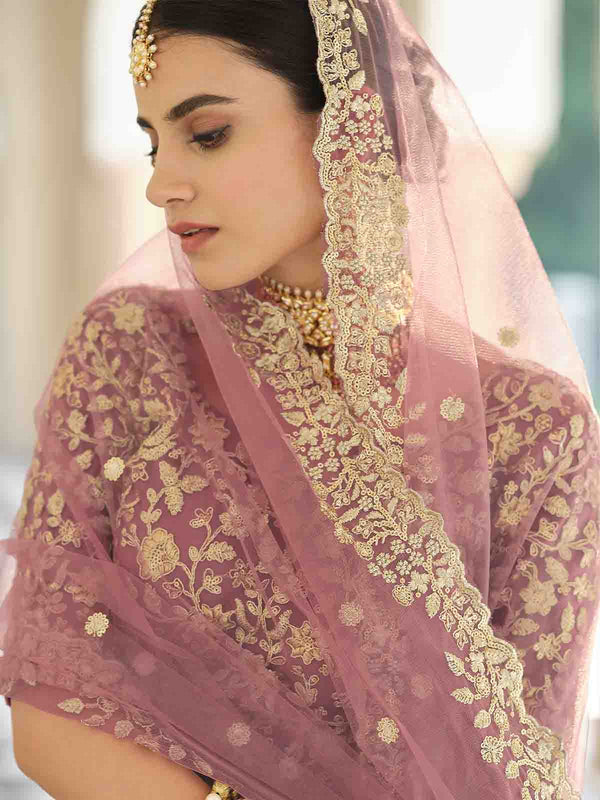 Designer Purple Soft Net With Sequins  Semi Stitched Lehenga With  Unstitched Blouse Clothsvilla
