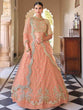 Load image into Gallery viewer, Pretty  Peach Soft Net Semi Stitched Lehenga With  Unstitched Blouse Clothsvilla