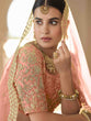 Load image into Gallery viewer, Pretty  Peach Soft Net Semi Stitched Lehenga With  Unstitched Blouse Clothsvilla