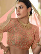 Load image into Gallery viewer, Pretty  Peach Soft Net Semi Stitched Lehenga With  Unstitched Blouse Clothsvilla