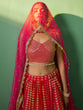 Load image into Gallery viewer, Red Embroidered  Semi Stitched Lehenga With Unstitched Blouse Clothsvilla