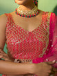 Load image into Gallery viewer, Red Embroidered  Semi Stitched Lehenga With Unstitched Blouse Clothsvilla