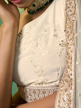 Load image into Gallery viewer, Beige Embroidered Semi Stitched Lehenga With Unstitched Blouse Clothsvilla