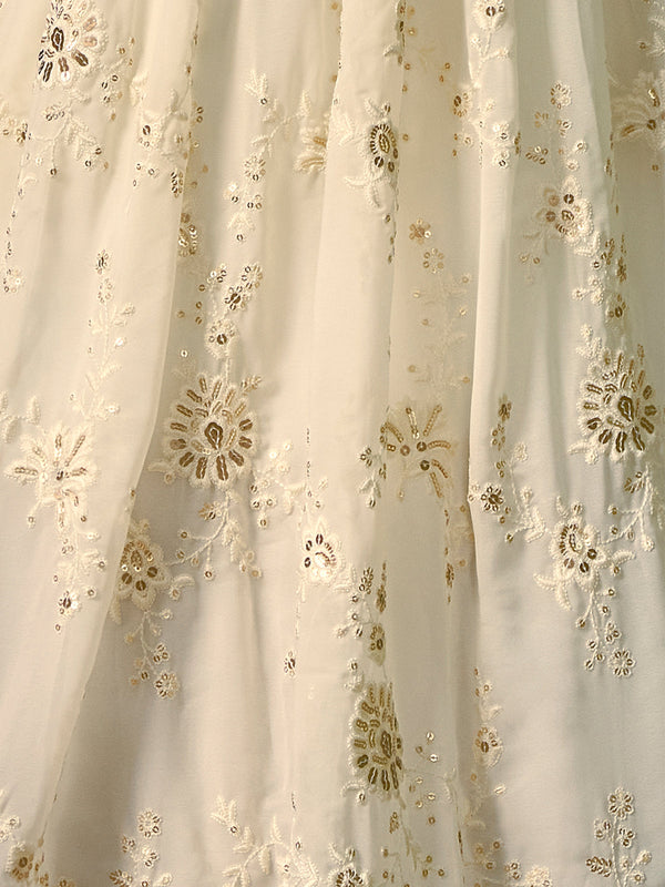 Beige Embroidered Semi Stitched Lehenga With Unstitched Blouse Clothsvilla