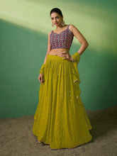 Load image into Gallery viewer, Green Embroidered Semi Stitched Lehenga With Unstitched Blouse Clothsvilla