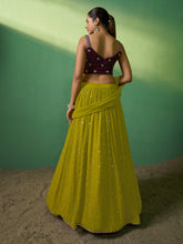 Load image into Gallery viewer, Green Embroidered Semi Stitched Lehenga With Unstitched Blouse Clothsvilla