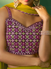 Load image into Gallery viewer, Green Embroidered Semi Stitched Lehenga With Unstitched Blouse Clothsvilla