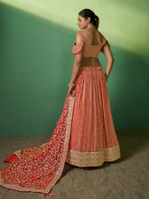 Load image into Gallery viewer, Red Embroidered Semi Stitched Lehenga With Unstitched Blouse Clothsvilla