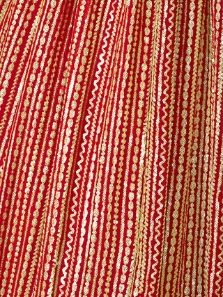Red Embroidered Semi Stitched Lehenga With Unstitched Blouse Clothsvilla