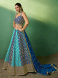 Load image into Gallery viewer, Blue Embroidered Semi Stitched Lehenga With Unstitched Blouse Clothsvilla