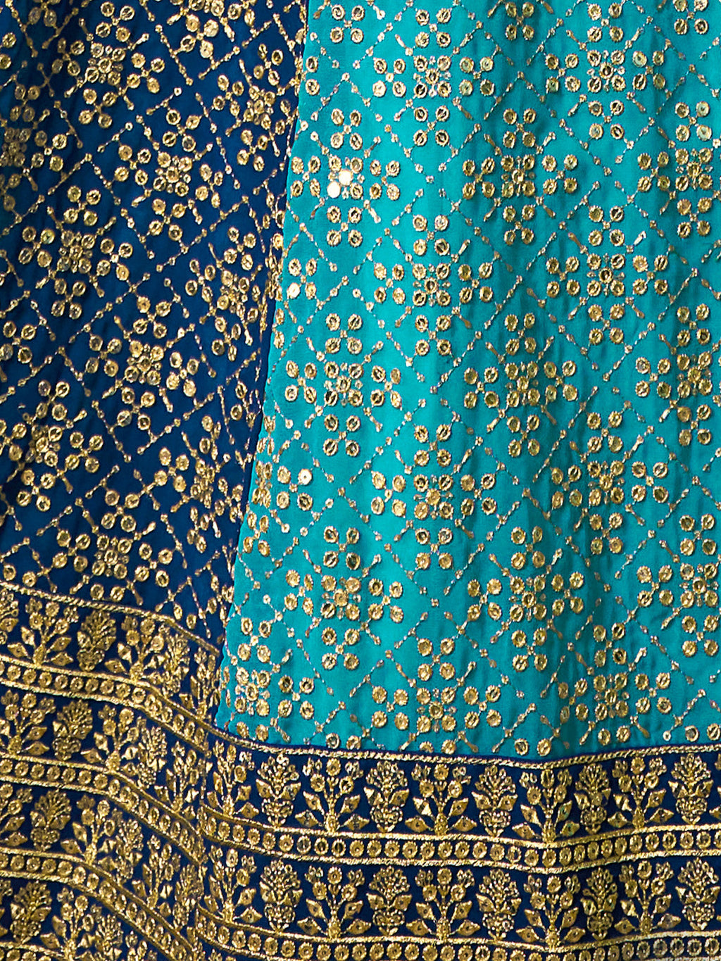 Blue Embroidered Semi Stitched Lehenga With Unstitched Blouse Clothsvilla
