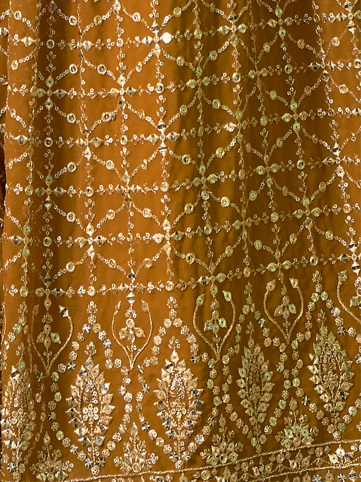 Mustard Embroidered Semi Stitched Lehenga With Unstitched Blouse Clothsvilla