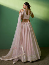 Load image into Gallery viewer, Pink Embroidered Semi Stitched Lehenga With Unstitched Blouse Clothsvilla