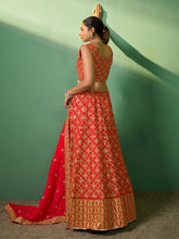 Load image into Gallery viewer, Red Embroidered Semi Stitched Lehenga With Unstitched Blouse Clothsvilla