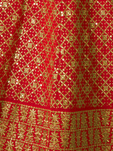 Load image into Gallery viewer, Red Embroidered Semi Stitched Lehenga With Unstitched Blouse Clothsvilla