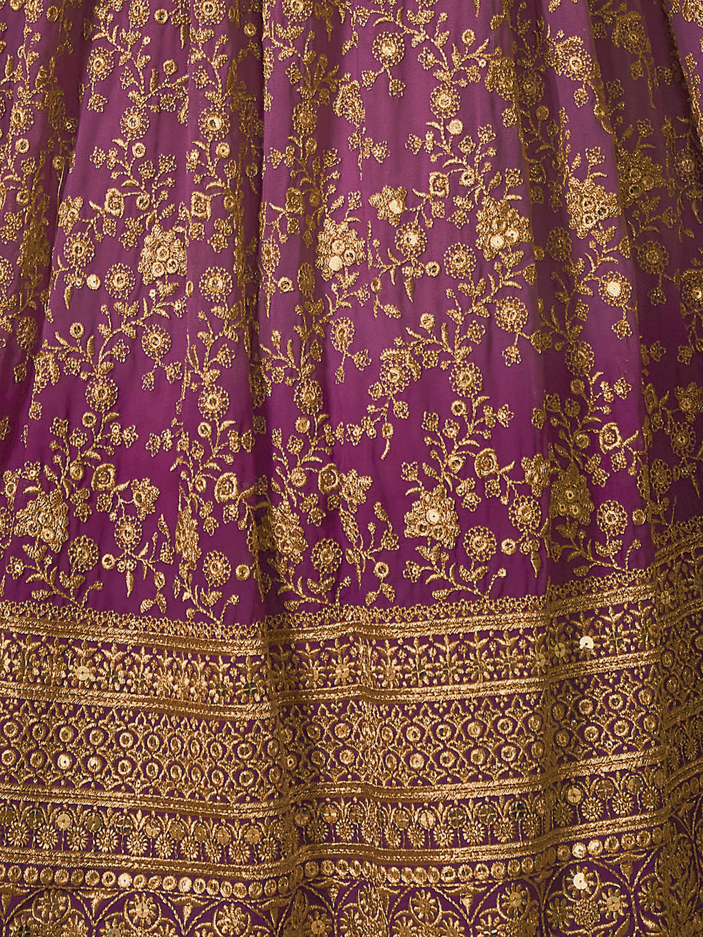 Lavender Embroidered Semi Stitched Lehenga With Unstitched Blouse Clothsvilla