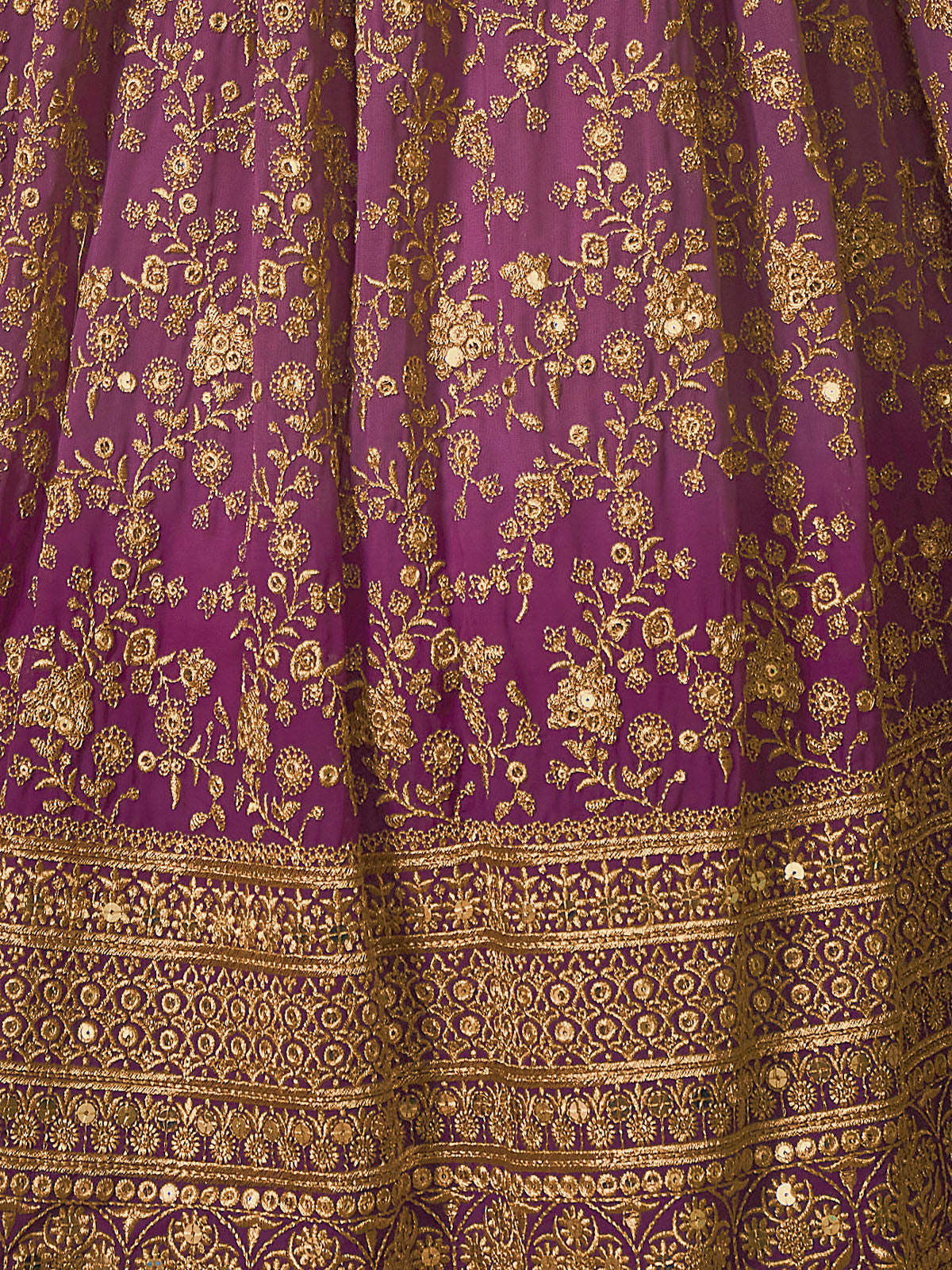 Lavender Embroidered Semi Stitched Lehenga With Unstitched Blouse Clothsvilla