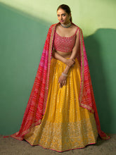 Load image into Gallery viewer, Yellow Embroidered Semi Stitched Lehenga With Unstitched Blouse Clothsvilla