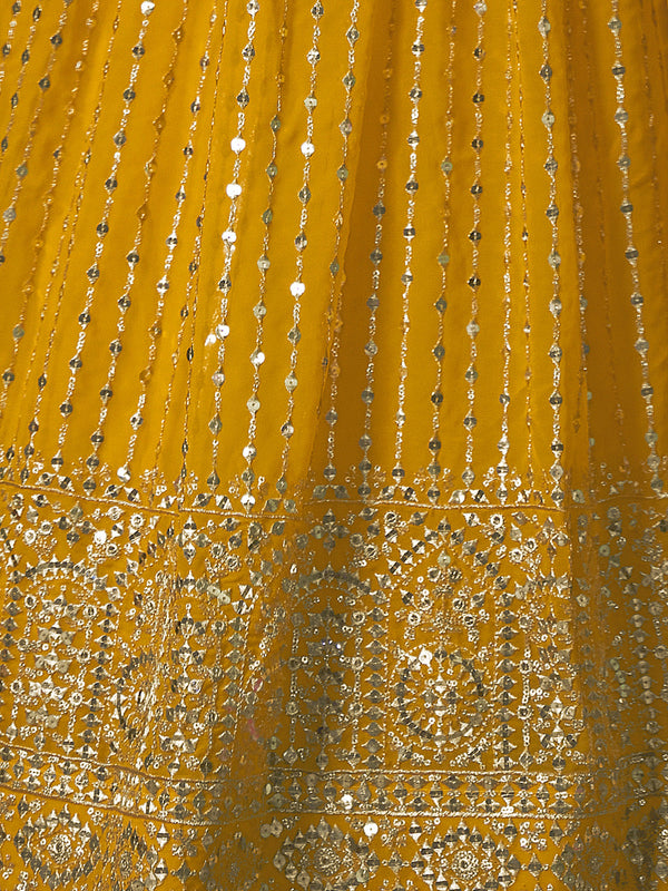 Yellow Embroidered Semi Stitched Lehenga With Unstitched Blouse Clothsvilla