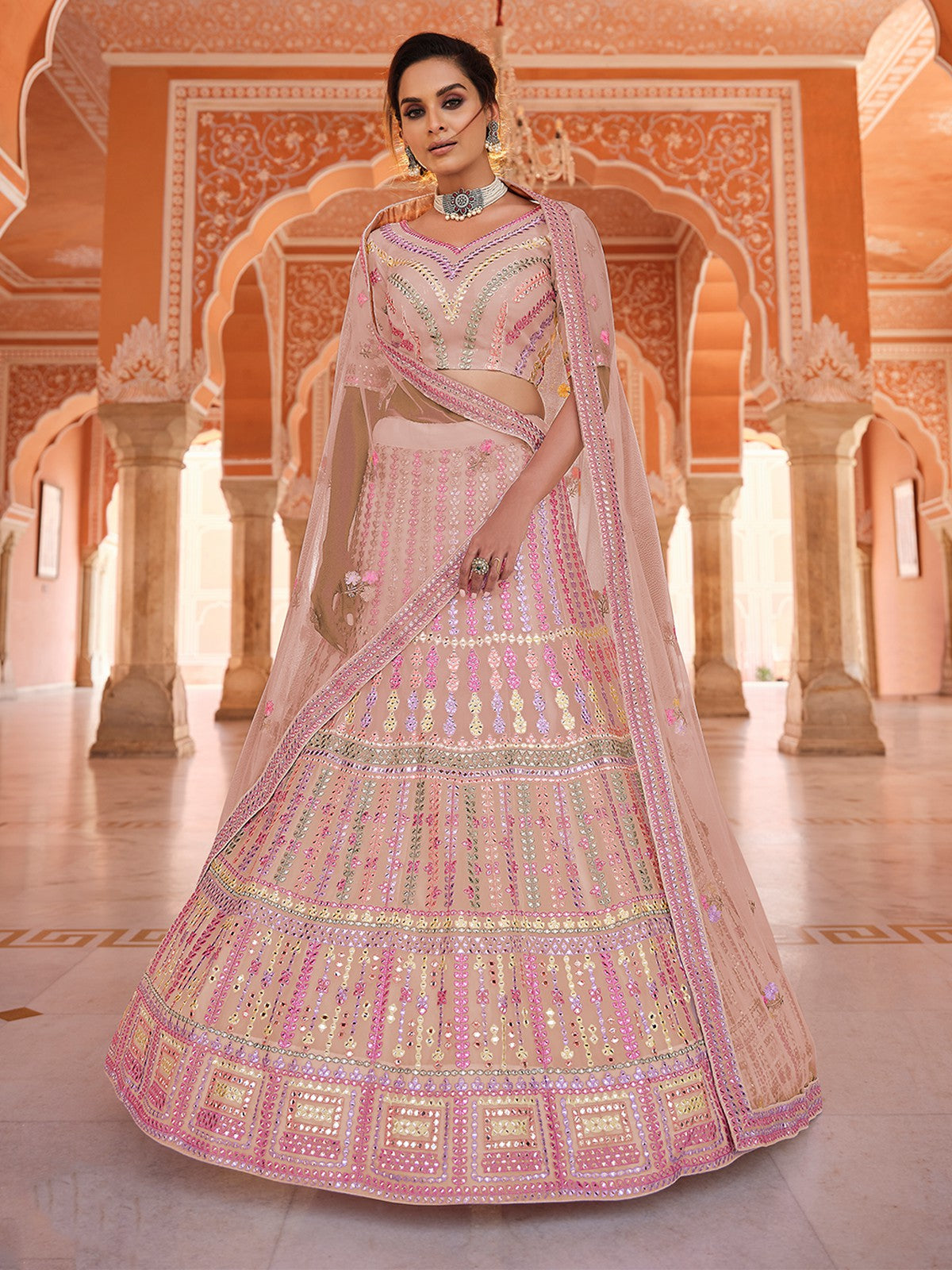 Pink Thread, Gota Semi Stitched Lehenga With Unstitched Blouse Clothsvilla Main image