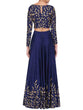 Load image into Gallery viewer, Dark Blue Art Silk Embroidered Semi Stitched Lehenga With Unstitched Blouse Clothsvilla