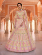 Load image into Gallery viewer, Yellow Embroidered Organza Semi Stitched Lehenga With Unstitched Blouse Clothsvilla