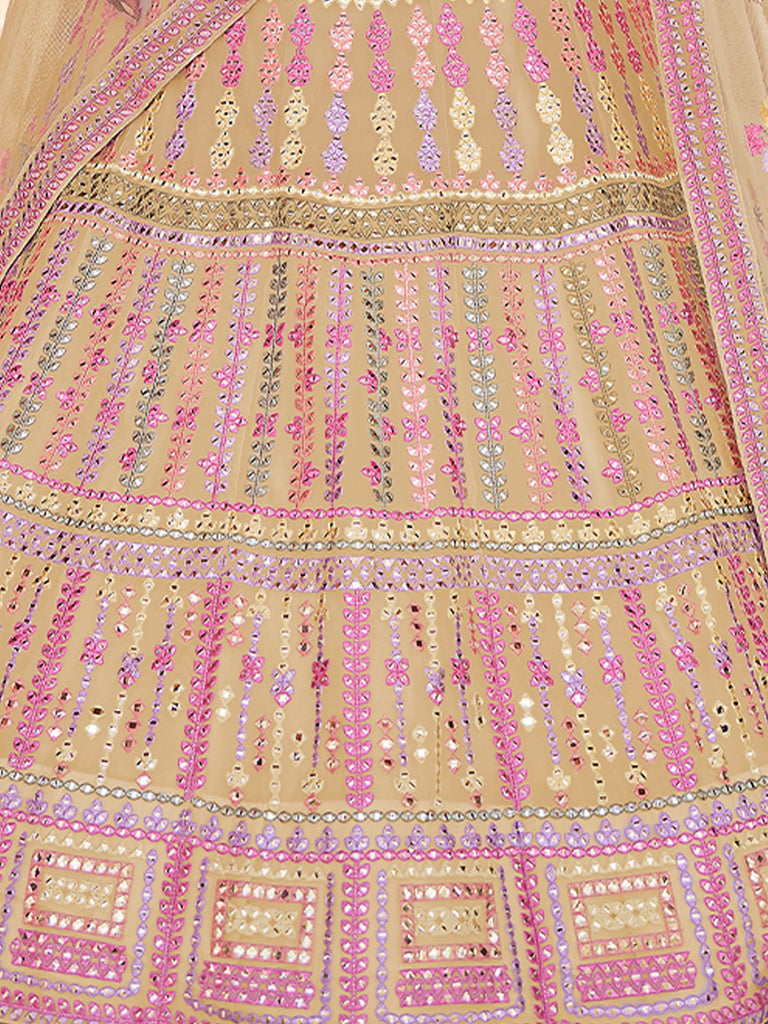 Yellow Embroidered Organza Semi Stitched Lehenga With Unstitched Blouse Clothsvilla