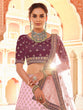 Load image into Gallery viewer, Purple Embroidered Velvet Semi Stitched Lehenga With Unstitched Blouse Clothsvilla