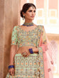 Load image into Gallery viewer, Green Embroidered Crepe Semi Stitched Lehenga With Unstitched Blouse Clothsvilla