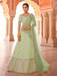 Load image into Gallery viewer, Green Embroidered Art Silk Semi Stitched Lehenga With Unstitched Blouse Clothsvilla