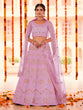 Load image into Gallery viewer, Purple Embroidered Organza Semi Stitched Lehenga With Unstitched Blouse Clothsvilla