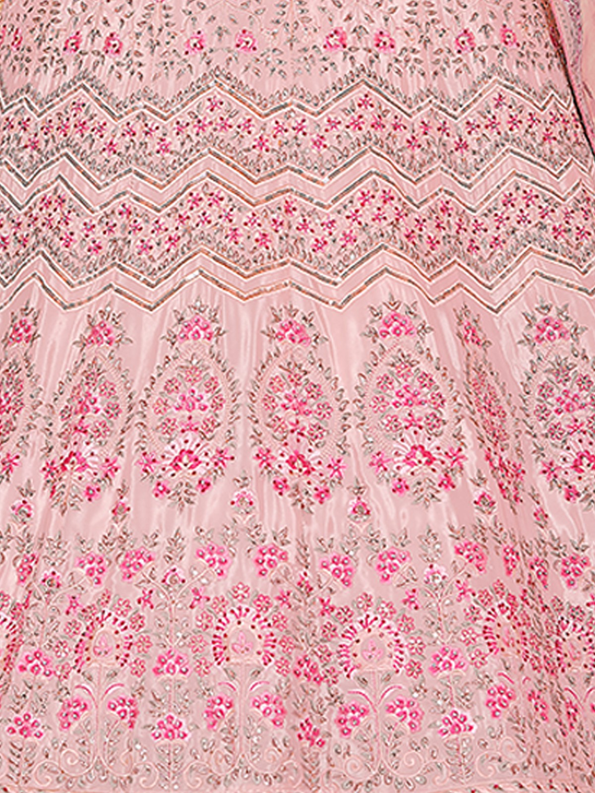 Pink Crepe Semi Stitched Lehenga With Unstitched Blouse Clothsvilla