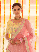 Load image into Gallery viewer, Yellow Embroidered Georgette Semi Stitched Lehenga With Unstitched Blouse Clothsvilla