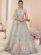 Load image into Gallery viewer, Grey Net Embroidered Semi stitched Lehenga With Unstitched blouse Clothsvilla