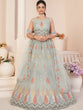 Load image into Gallery viewer, Grey Net Embroidered Semi stitched Lehenga With Unstitched blouse Clothsvilla