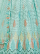 Load image into Gallery viewer, Turquoise Net Embroidered Semi stitched Lehenga With Unstitched blouse Clothsvilla
