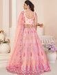 Load image into Gallery viewer, Pink Net Embroidered Semi stitched Lehenga With Unstitched blouse Clothsvilla
