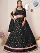 Load image into Gallery viewer, Black Net Embellished Semi stitched Lehenga With Unstitched blouse Clothsvilla
