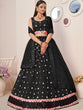 Load image into Gallery viewer, Black Net Embellished Semi stitched Lehenga With Unstitched blouse Clothsvilla