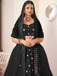 Load image into Gallery viewer, Black Net Embellished Semi stitched Lehenga With Unstitched blouse Clothsvilla